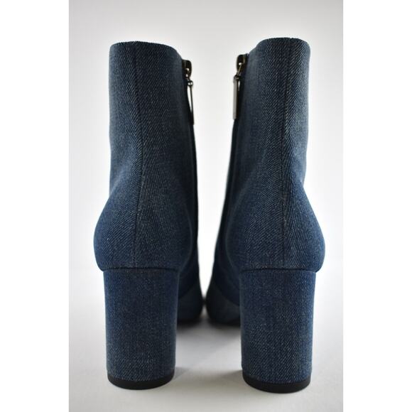 Saint Laurent Lou 75 Blue Jeans Denim YSL Zip Block Heel Ankle Bootie Boot 36.5 - Picture 11 of 12